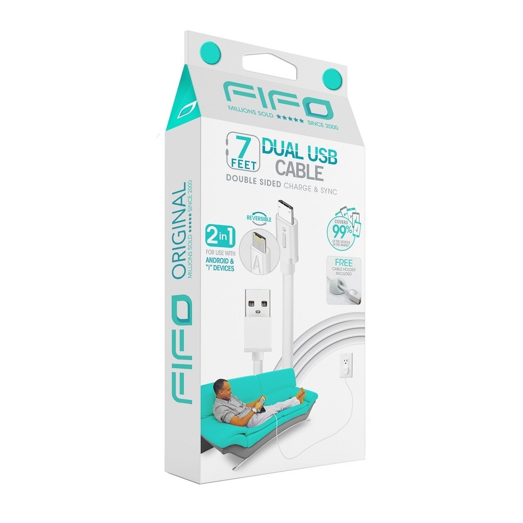 Cable Dual micro USB y Lightning 2 mts. FIFO