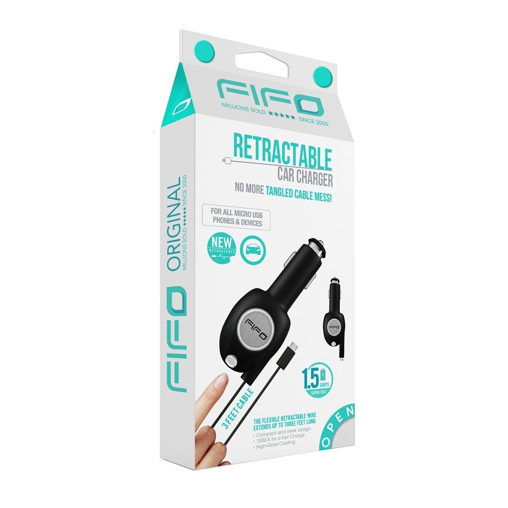 Cargador retráctil para auto micro USB FIFO