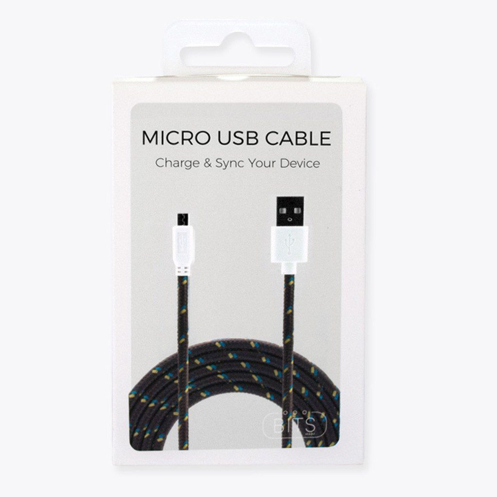 Cable MicroUSB de 1 metro marca Bits Made con entrada 3.5mm