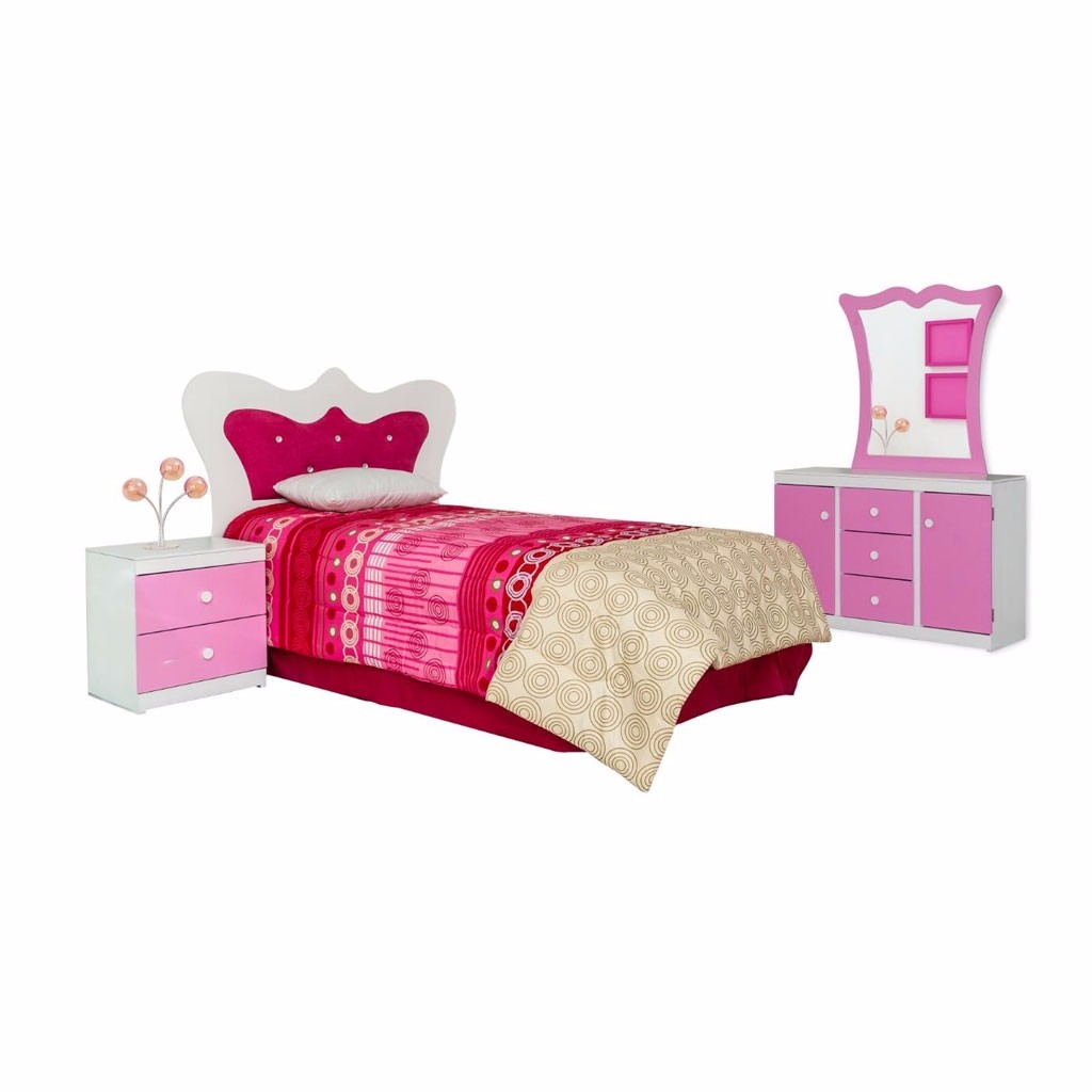 Recámara Matrimonial Lluna 5 Piezas Color Blanco Rosa