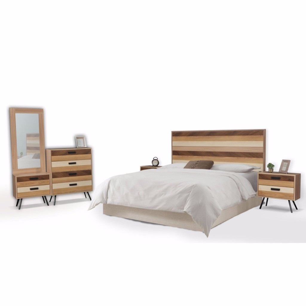Recamara King Size Reily 5 Piezas Estilo Rustico Moderno