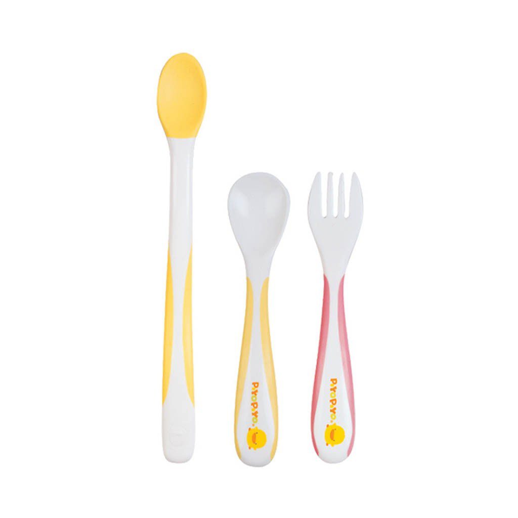 Juego Cubiertos Entrenamiento Bebe Rosa Piyo Piyo