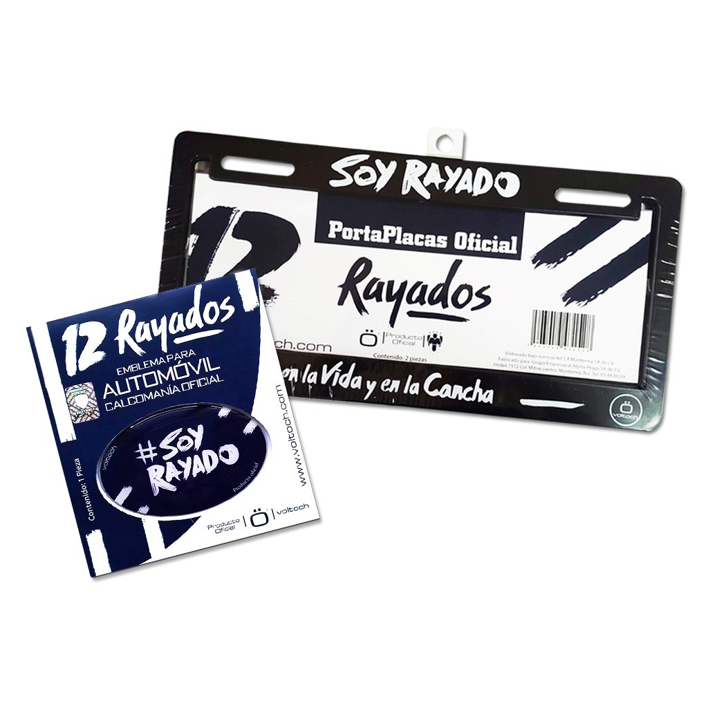 Combo Rayados 3: 1 Par de Portaplacas + 1 Sticker Voltoch Rayados Oficial