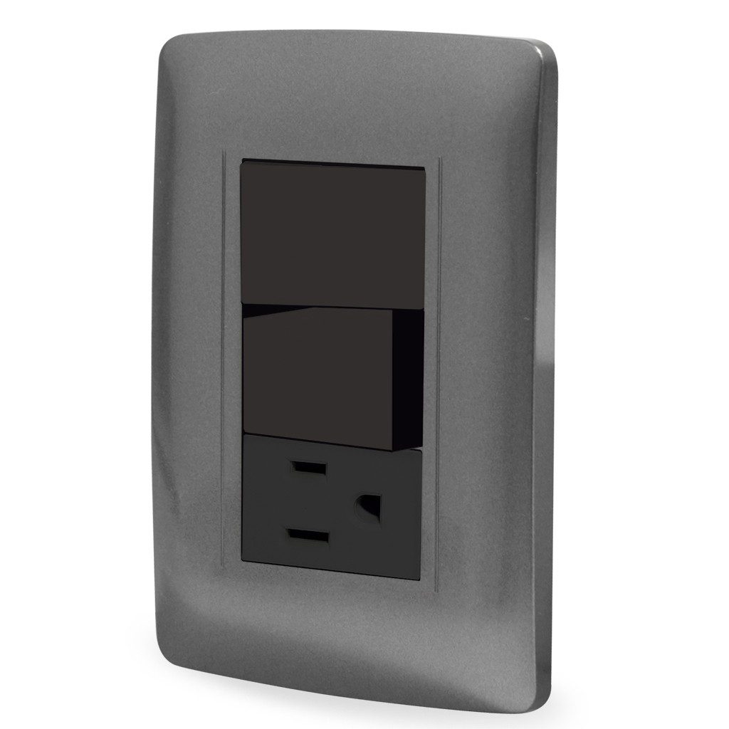 Paquete de 2 Contacto y dos apagadores Graphite Toscana con placa