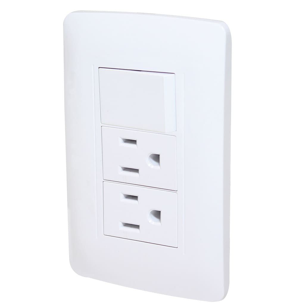 Paquete de 2 Apagador y dos contactos Toscana con placa