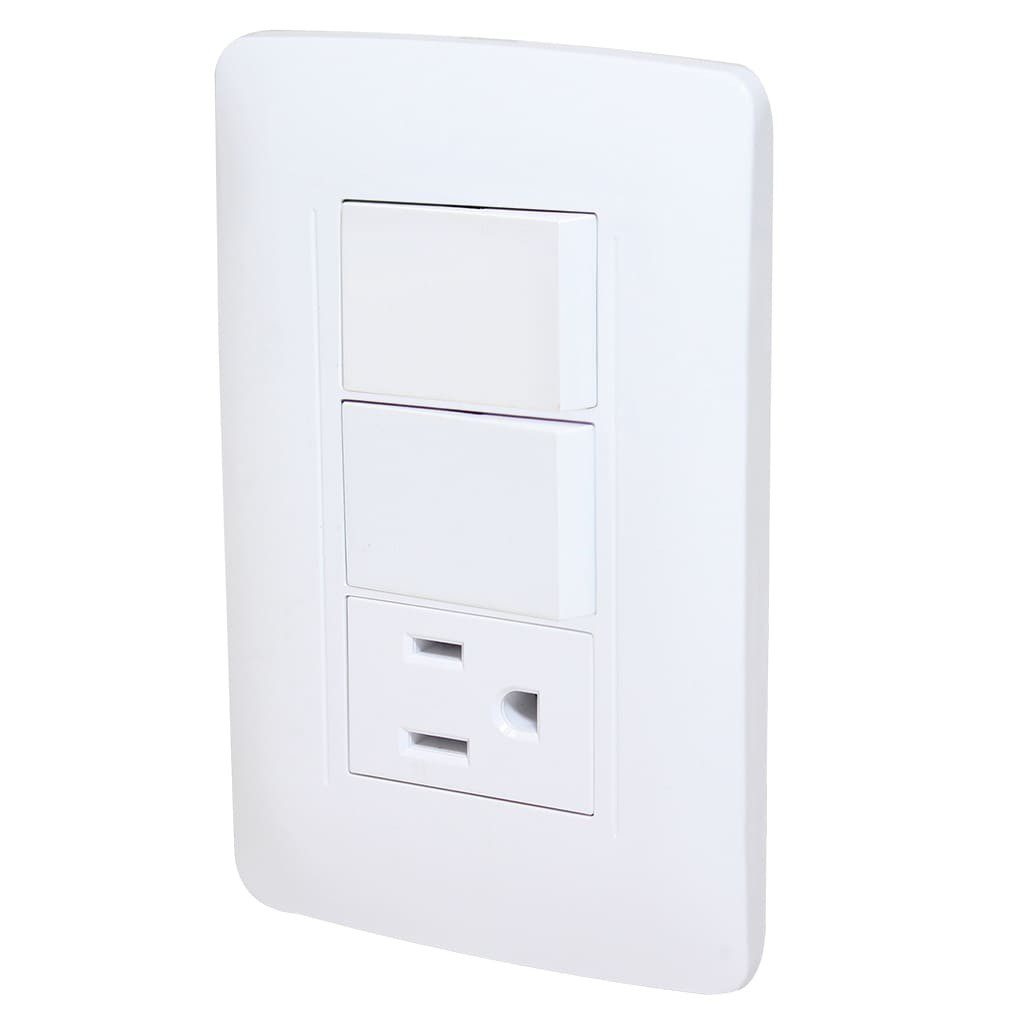 Paquete de 2 Contactos y dos apagadores Toscana con placa