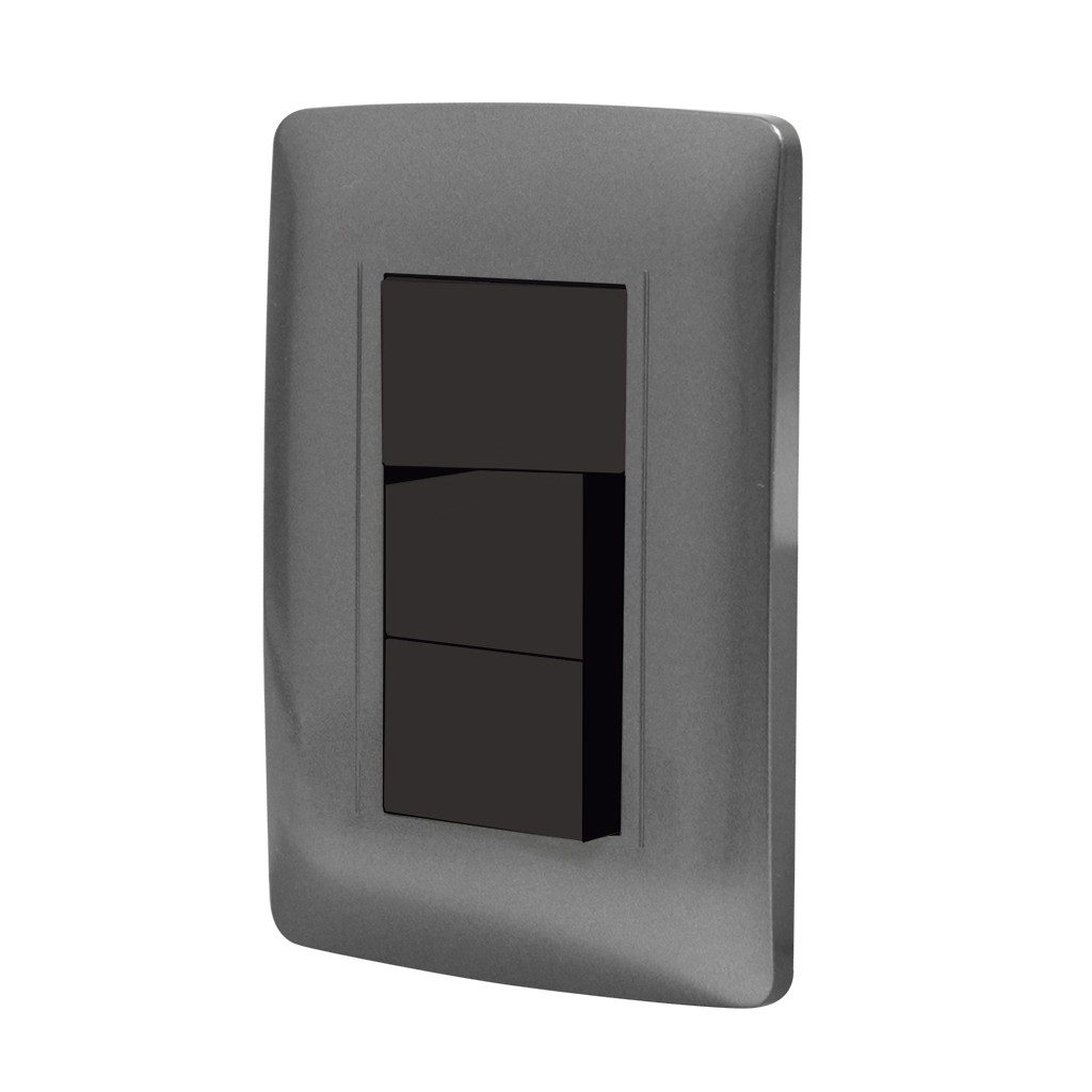 Paquete de 2 Apagador triple con placa Toscana graphite