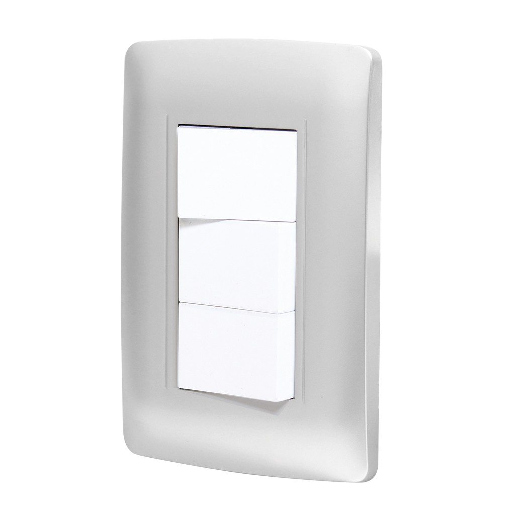 Paquete de 2 Apagador triple con placa Toscana silver