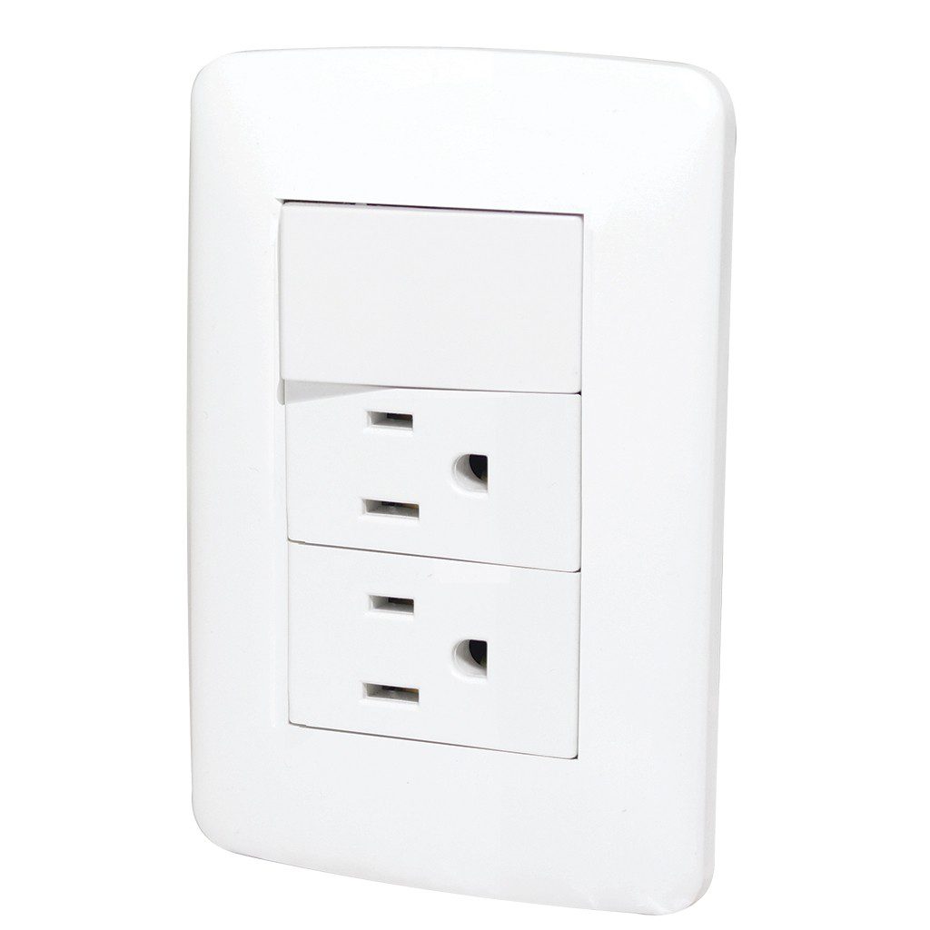 Paquete de 2 Apagador y 2 contactos Napoles con placa