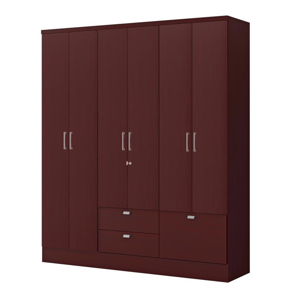 Ropero Closet Bertolini 598 Caoba 6 Puertas 3 Cajones