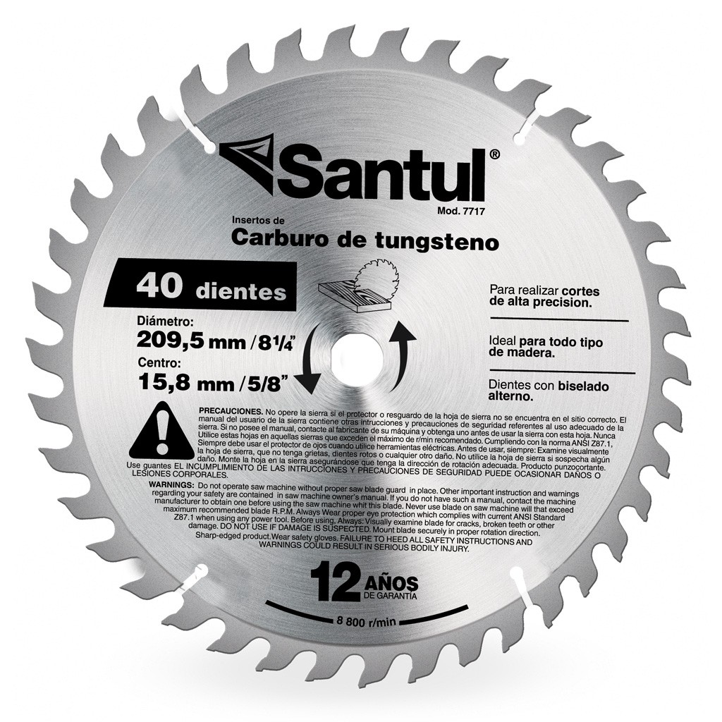 Sierra circular para madera de 40 dientes Santul