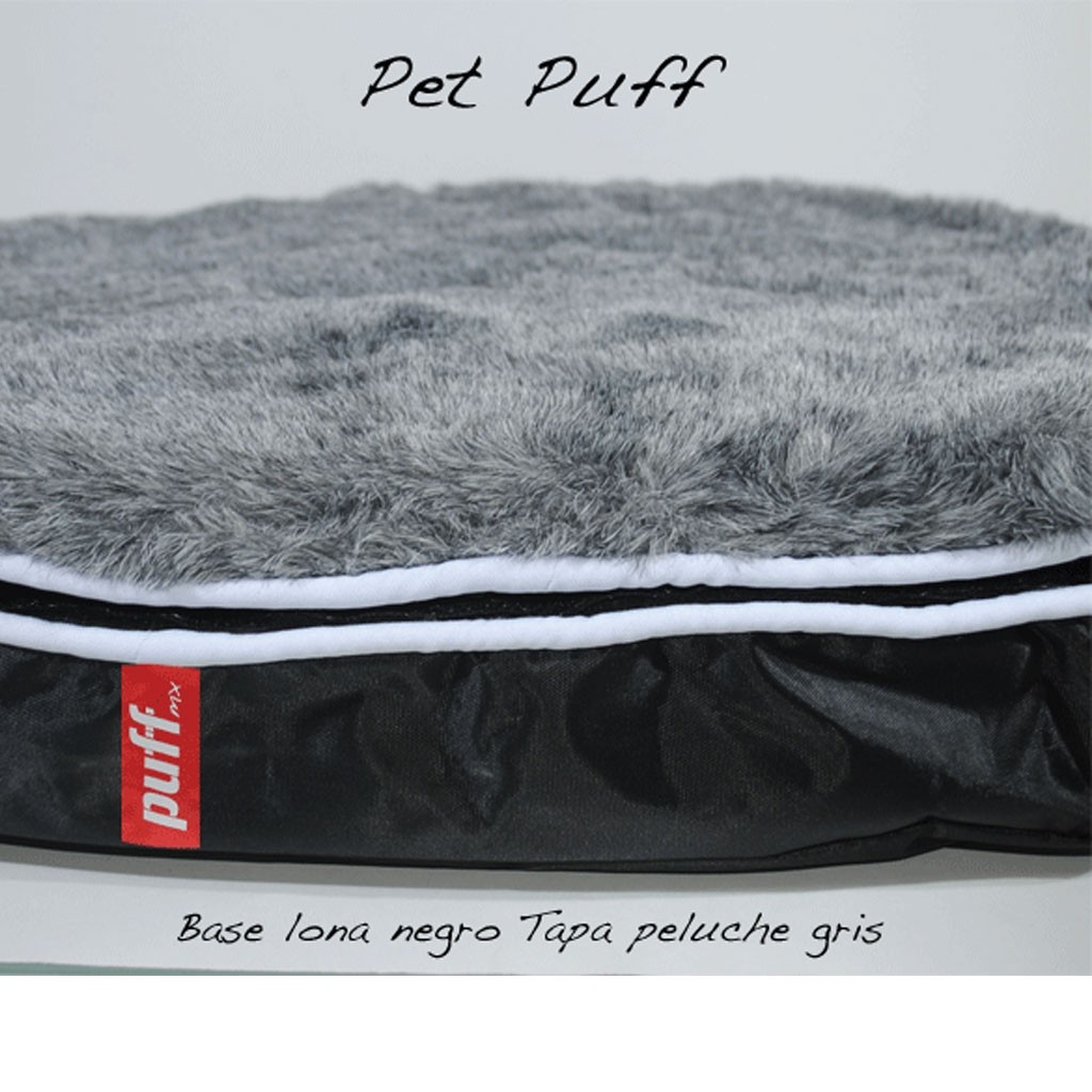 Pet Puff Mini: Base Lona Negro Peluche Gris